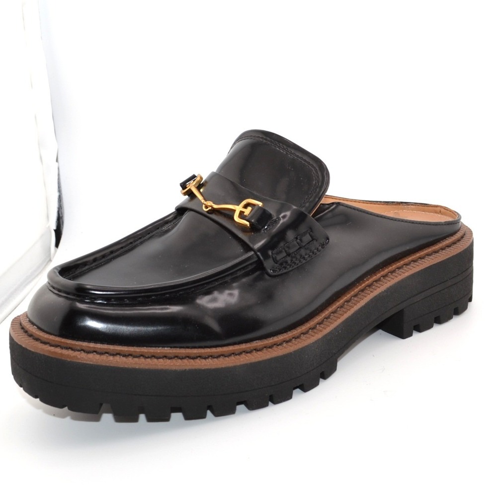 Sam Edelman Lennon Mule Loafers Casual Work Fall Preppy Black Patent Size 9